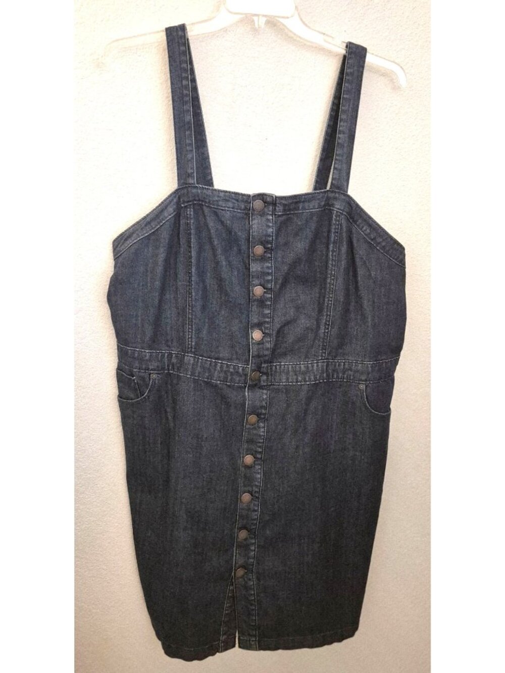 Universal Thread Dark Wash Denim Button Front Tank Dress Pockets 22W GUC